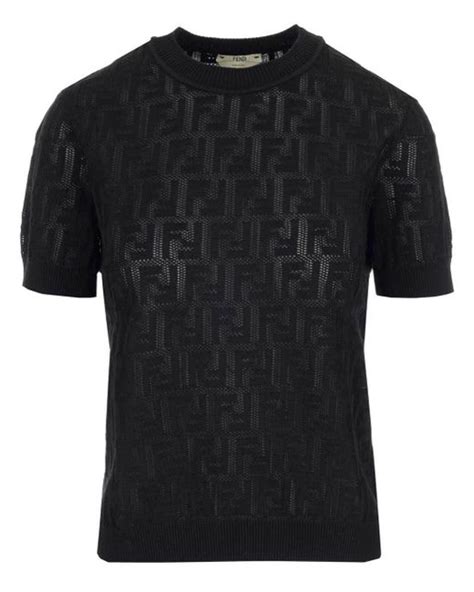 fendi black cotton t shirt|fendi monogram t shirt.